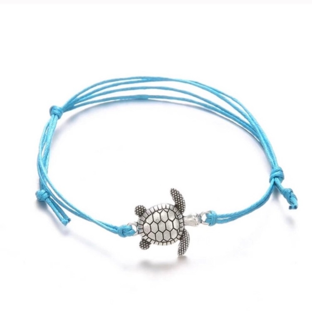 anklet set 2pc blue string turtle compass trend - Picture 3 of 6
